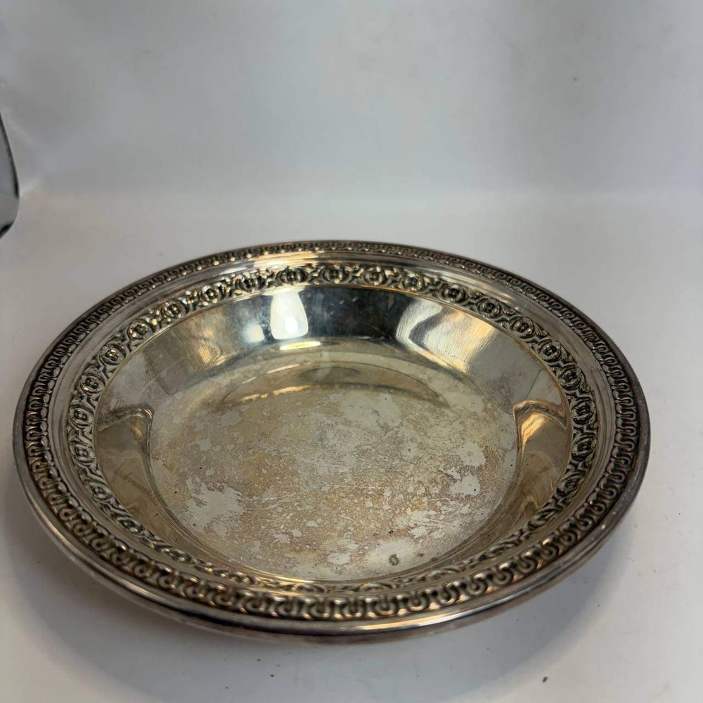 Reed & Barton 1203 Silver Plate Bowl Ornate Rose Floral Border Vintage 6.25in